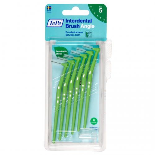 TePe Interdental Brush Angle Μεσοδόντια Οδοντόβουρτσα Πράσινο 0.8mm Μέγεθος 5, 6 τεμάχια